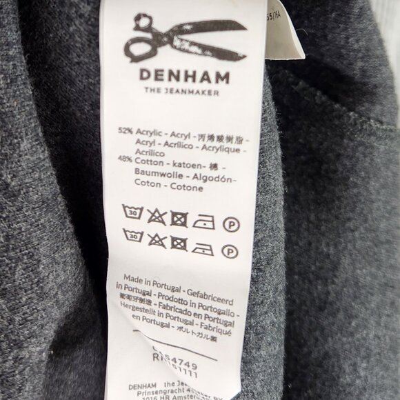 Denham Striped Lightweight Knit Oversized Cotton Blend Mockneck Sweater XXS - Picture 9 of 10